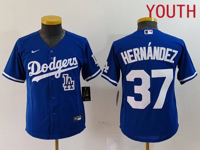 Youth Los Angeles Dodgers #37 Hernandez Blue Nike Game 2024 MLB Jersey style 7244->youth mlb jersey->Youth Jersey